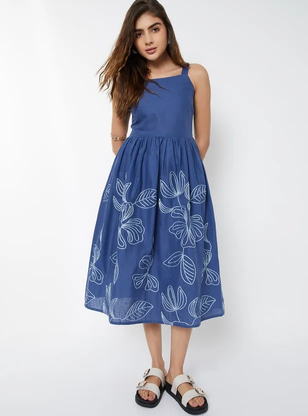 Women Embroidered Midi Dress